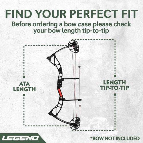 LEGEND Essential Compound Bow Case - Soft Bow Case for Compound Bow & Archery Accessories, Premium Bow Bag with Durable Nylon Fabric, Lightweight Archery Case with Backpack Strap - 44" Interior, Black