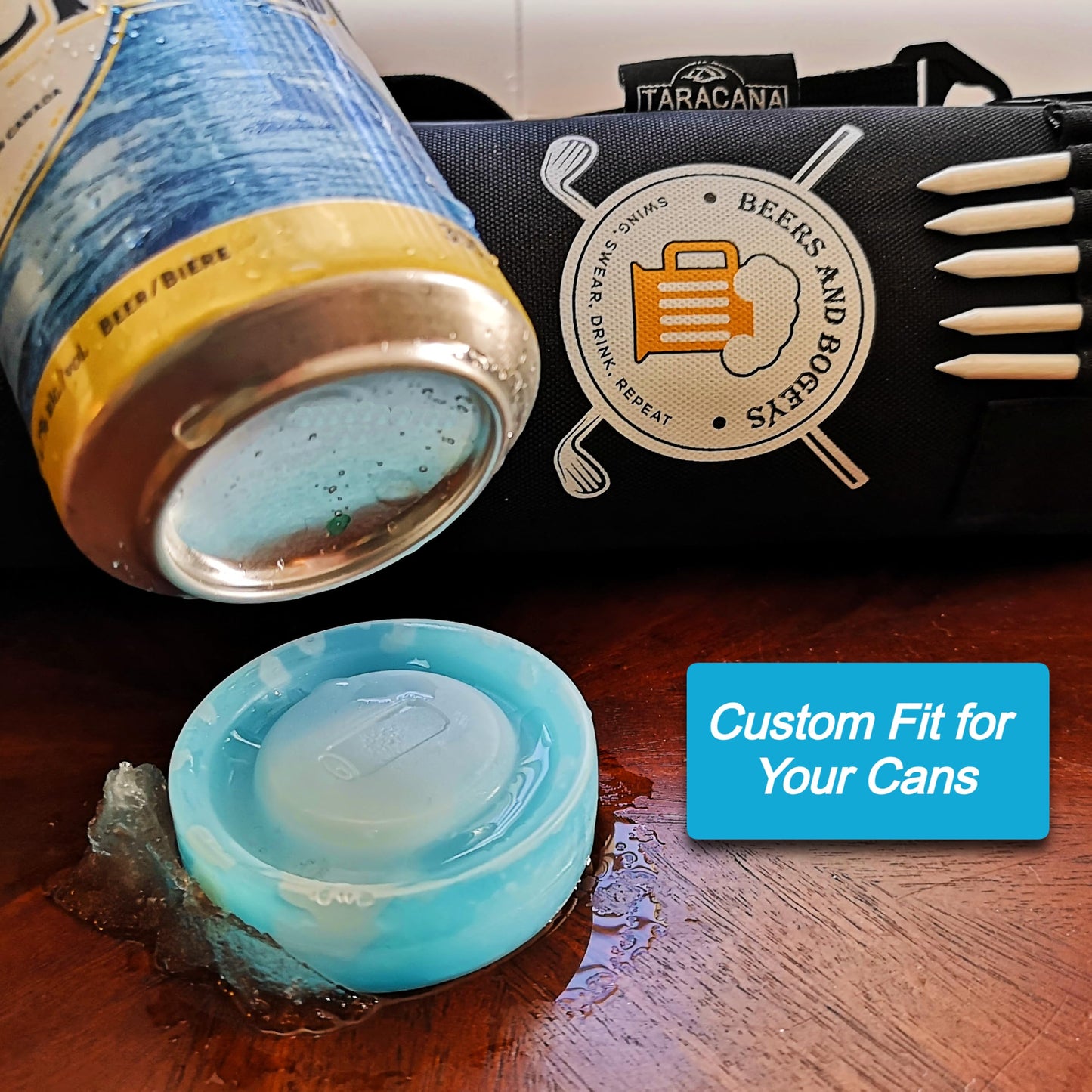 ArcticChill Golf Cooler Ice Packs – Custom Fit Can Coolers for Golf Bag Beer Sleeves – Reusable Round Freezer Packs for Keeping Drinks Cold on The Course (Set of 6, Arctic Blue)