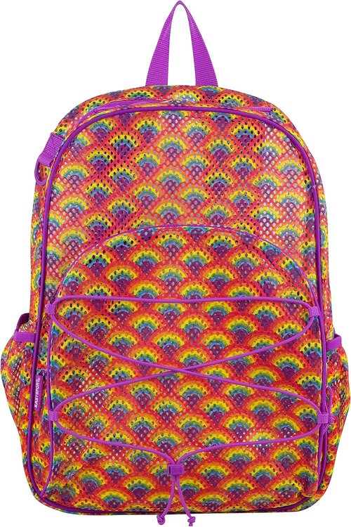 Lightweight Eastsport Mesh Beach Backpack - See-Through Travel Bag for College, Swim & Gym - Black