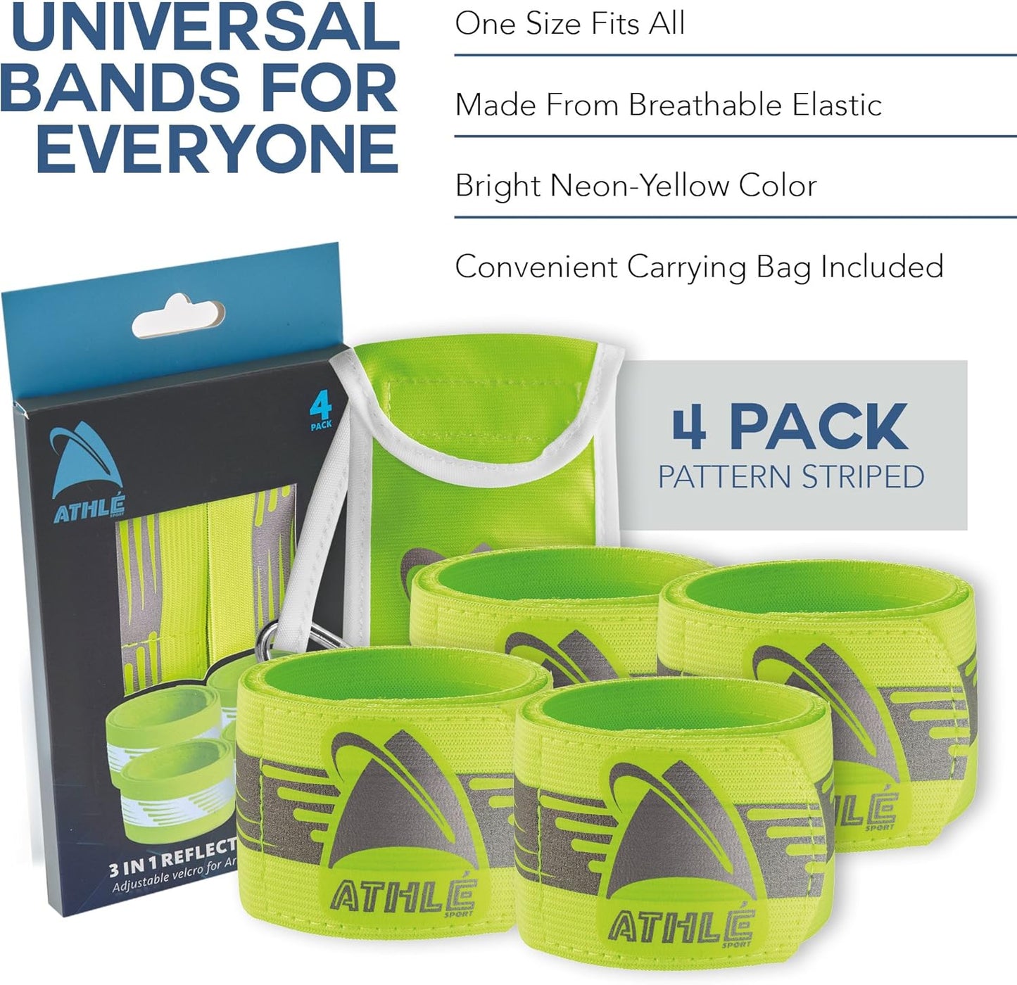 Reflective Running Band - High Visibility Arm Reflector Bands for Running, Cycling - Reflector for Runners for Wrist, Arm, and Ankle - Adjustable Running Reflective Gear Arm