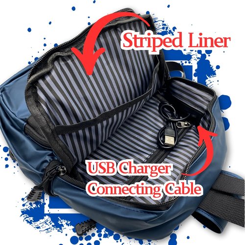 Convertible Anti-Theft USB Charging Port Travel Sling Backpack with Bottle Holder Key Ring Strap, Water Repellent Travel Hidden Zipper Crossbody Chest Bags, Hiking Daypack Shoulder Bags (Black)