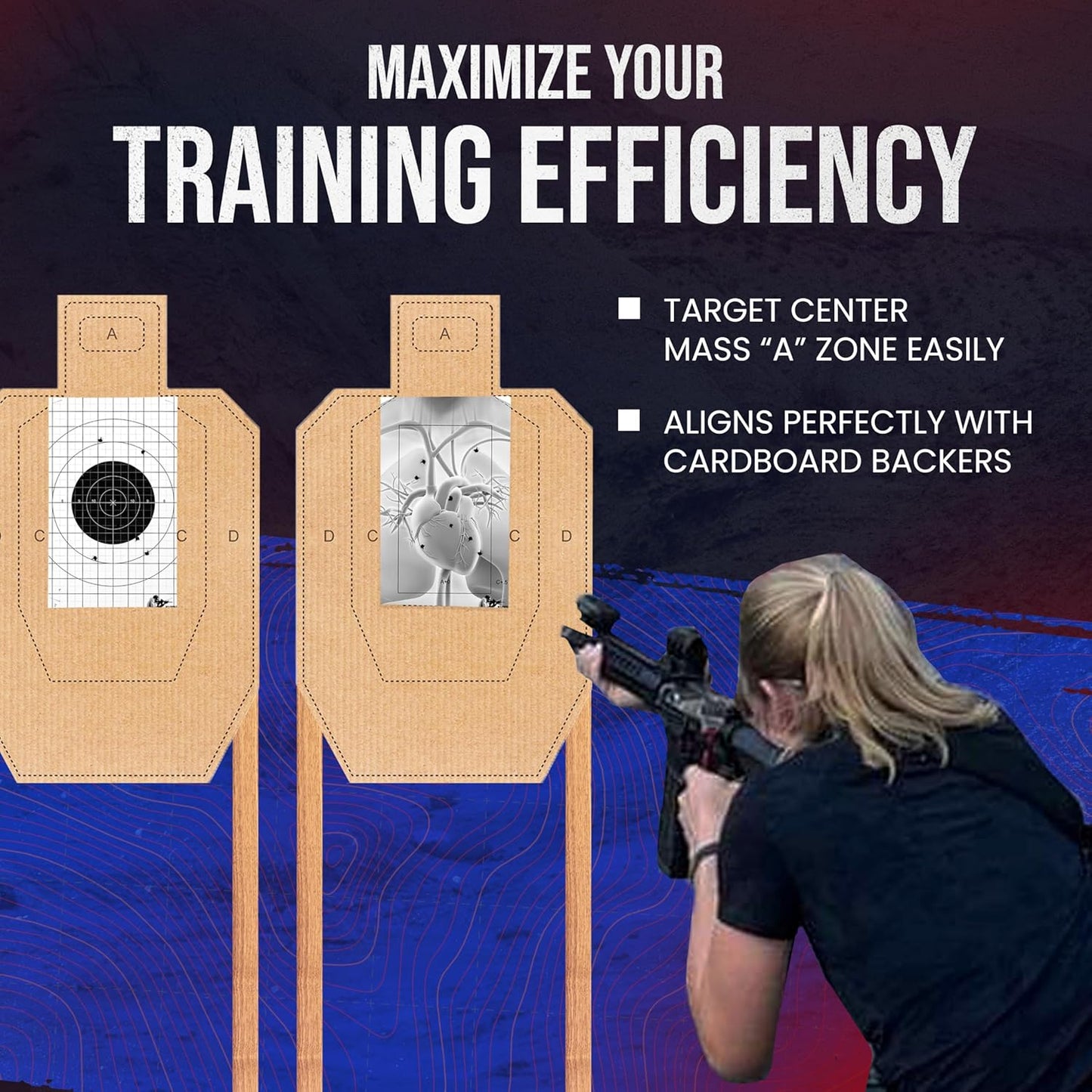 Precision Tactical Law Enforcement Shooting Target - Dual-Sided Paper Target for Rifle Zeroing & Competitive Shooting - Easy Scoring A & C Zones - Compact, Travel-Friendly, Fits in Range Bag