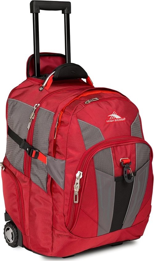 High Sierra XBT Business Rolling Backpack - Stylish Carmine & Black, One Size