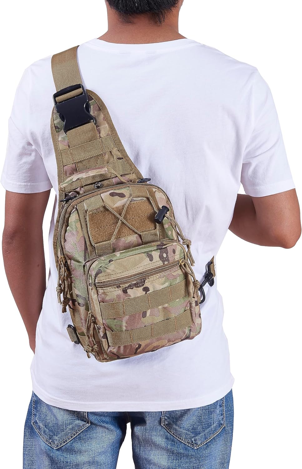 Military Tactical Sling Backpack for Outdoor Sports - FAMI Everyday Carry Bag (Black)