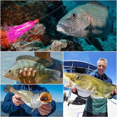 OROOTL 10pcs/Pack Mylar Flash Teaser Tail Bucktail Teasers Weighted Jig Head Fishing Lures Mylar Fishing Skirt Hair Bait Jigs 3/8oz Bullet Sinkers Head with Bucktail Teaser
