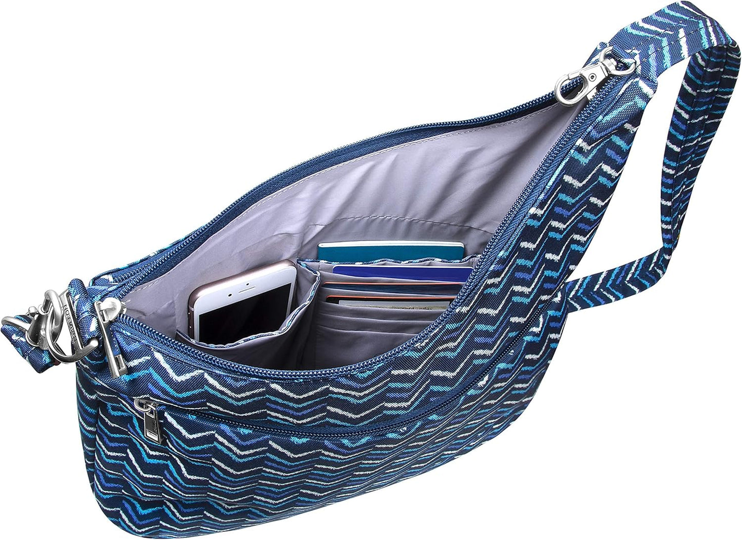 Travelon Anti-Theft Signature 3 Compartment Crossbody, Straight Pocket (A V STRIPE)