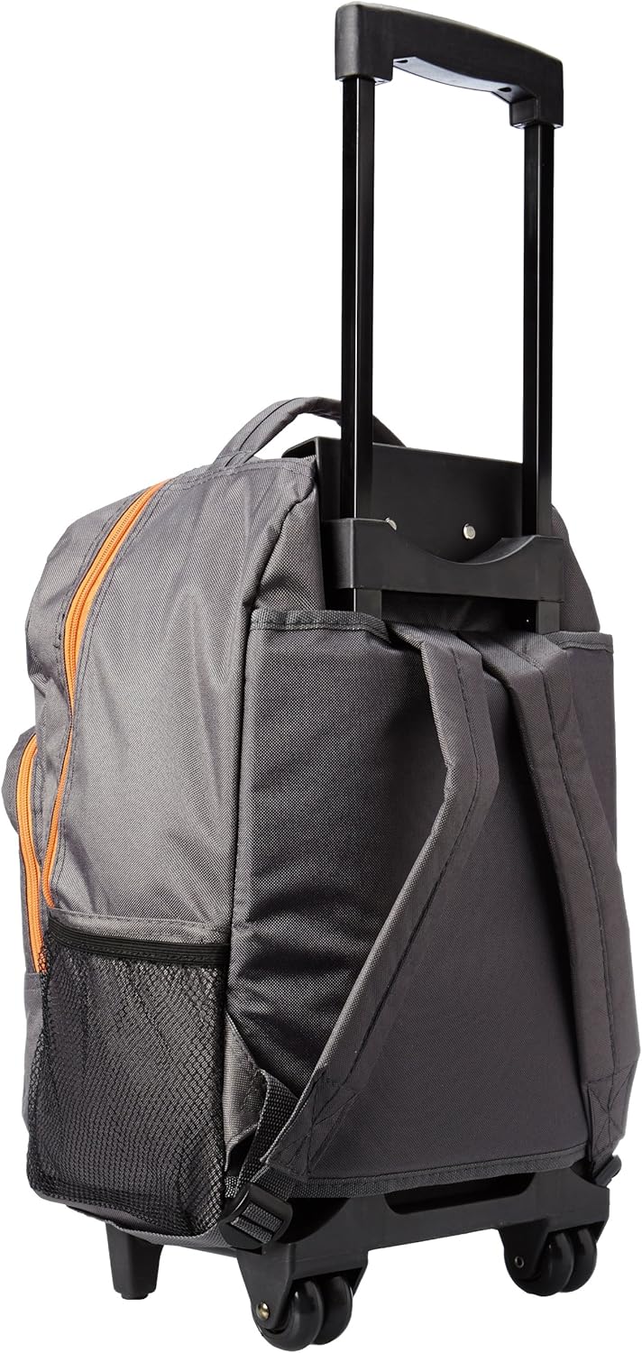 Rockland Double Handle Rolling Backpack, BLUELEOPARD, 17-Inch