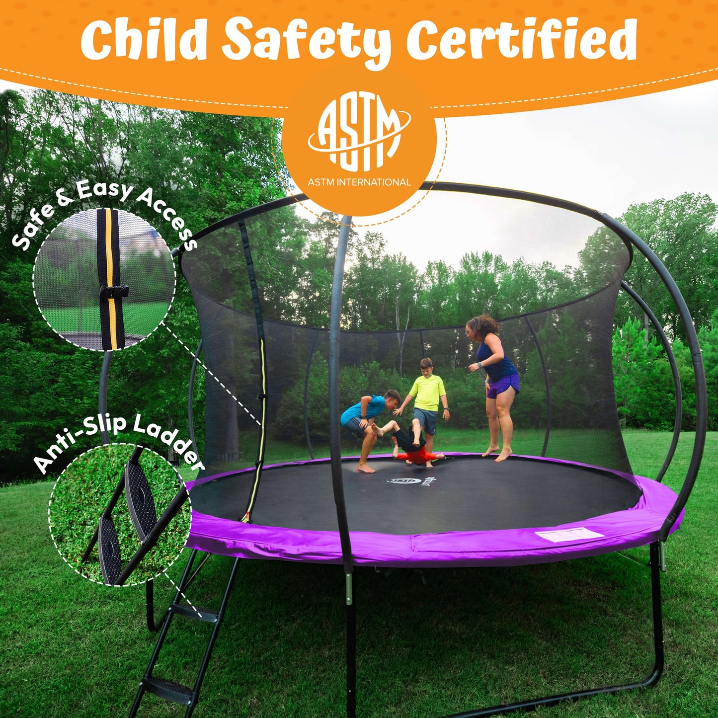 JUMPZYLLA Outdoor Trampoline with Net for Kids 10FT 12FT 14FT 15FT 16FT