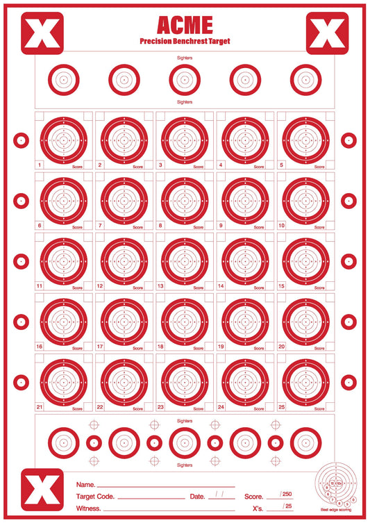 Generic Acme Precision Benchrest Targets 22lr - X-Shot Scoring Software Compatible - 50 Pack, Red