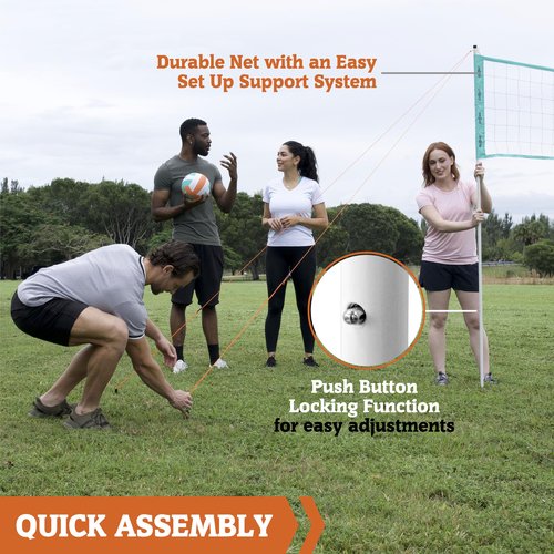 Hall of Games 20-ft Outdoor Volleyball Net and Carrying Bag Set with Adjustable Steel Poles and Official Size Volleyball Perfect for Backyards