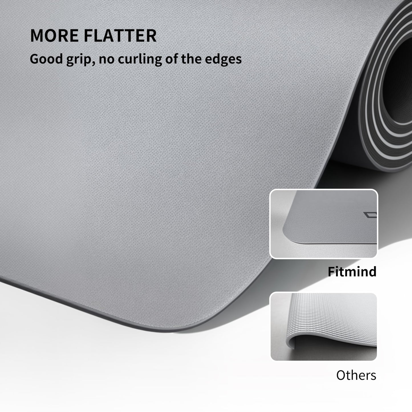 FITMIND Professional PU Rubber Yoga Mat, Double-Sided Non Slip Sweat Resistant Exercise Mat for Men Women, Comfortable Extra Long & Wide for Yoga, Pilates, Fitness, Home Gym, 72"×26.8"×0.18"(4.5mm)Thick