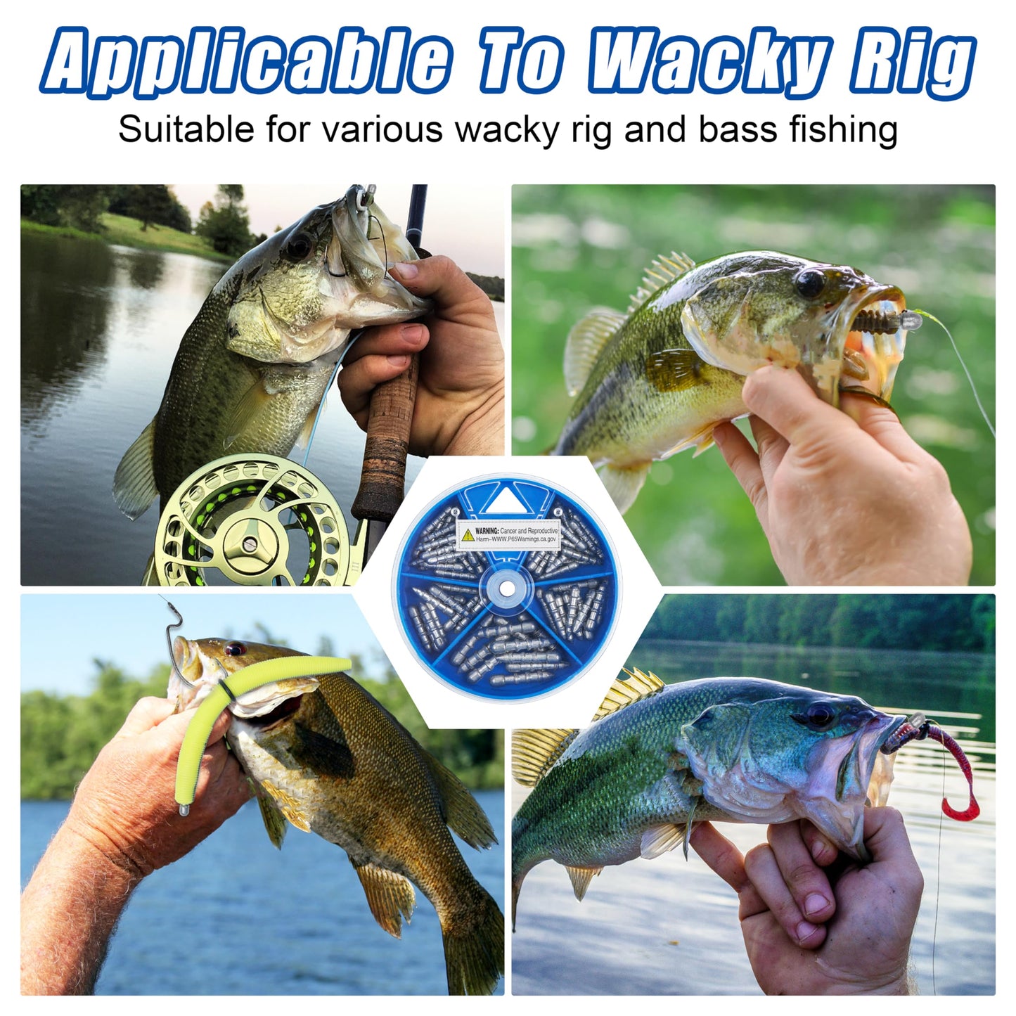 Fishing Nail Weights Kit, 70pcs Wacky Worm Weights Insert Sinkers Fishing Weights Tackle for Plastic Worms Lures Nail Sinker Weights for Wacky Rig Neko Rig Bass Fishing 4 Sizes