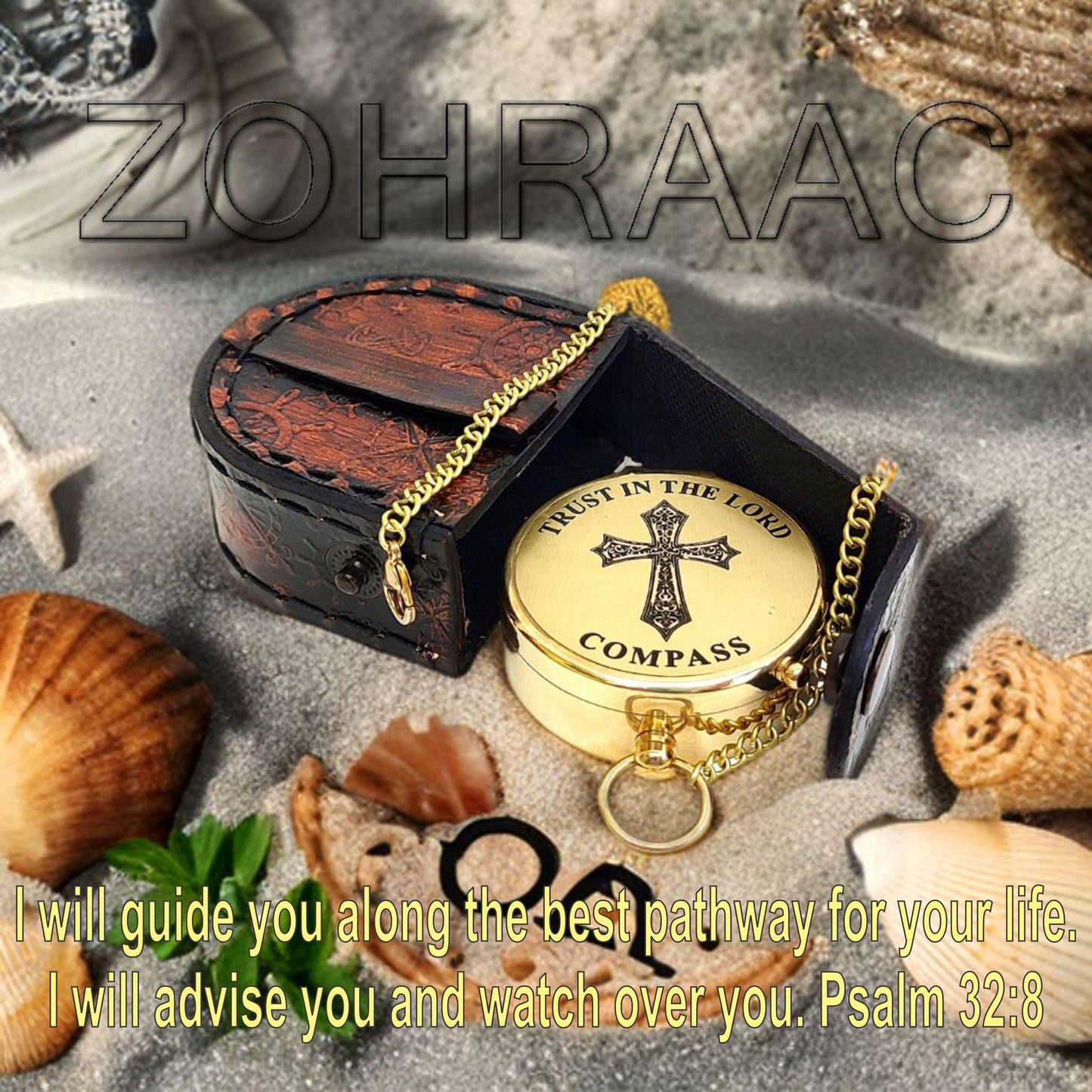 I Will Guide You Psalm 32:8 Quote Lord Compass Religious Gift, My Soul, My Treasure, My Today, My Tomorrow, Christian Gifts for Men, Catholic Gifts, My Forever, Confirmation Gift Ideas, Baptism Gifts