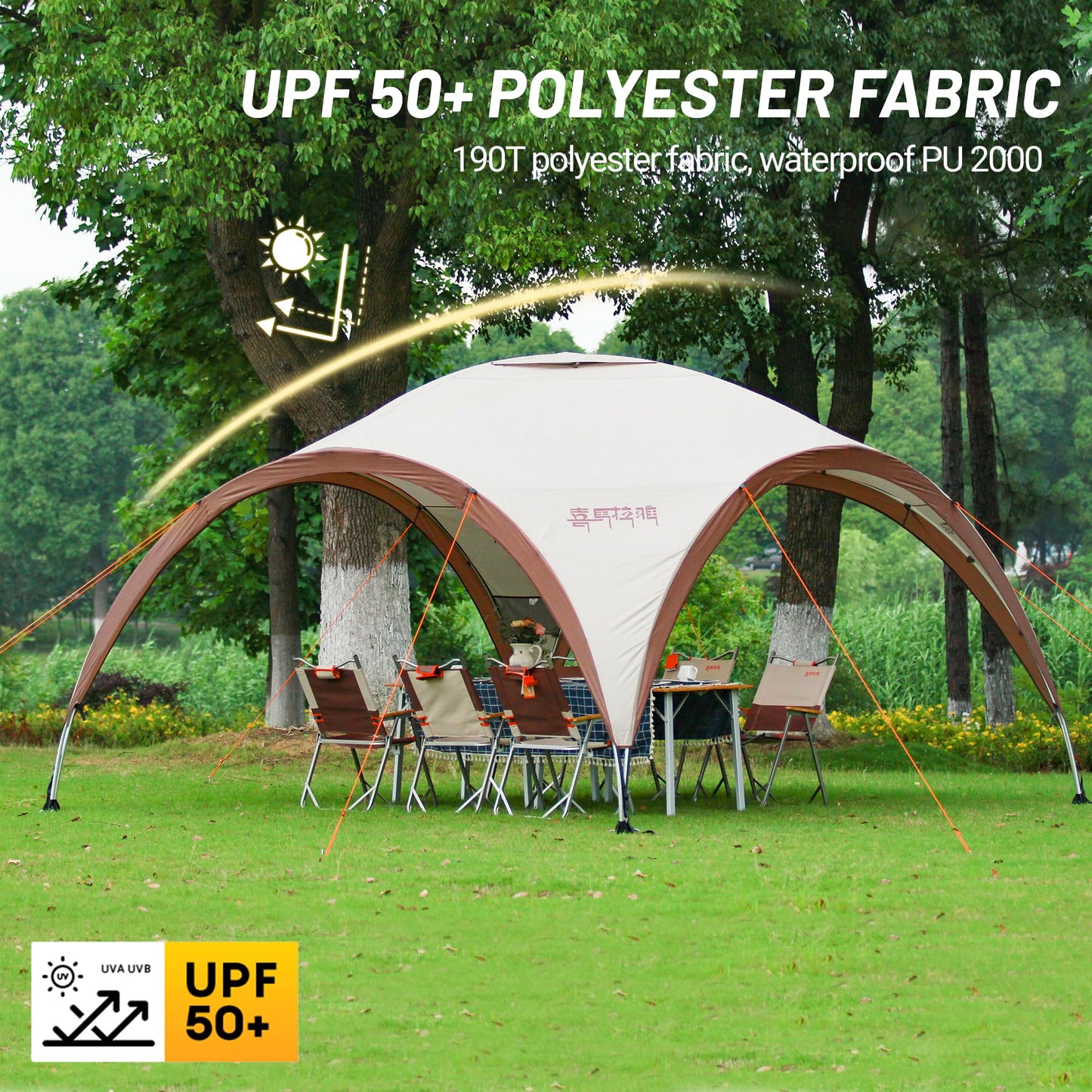 Family Tents with Spacious Interior 8-10 Person Camping Tent Waterproof Windproof Camping Tent Portable for Outdoor Camping Beach (Tent, Coffee)