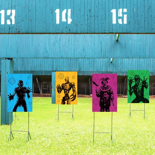 Motipuns 24 Pcs Monster Shooting Paper Targets 12 x 18 Inch Outdoor Practice Paper Fun Large Zombie Targets for Range for The Range Outdoor Practice, 6 Styles