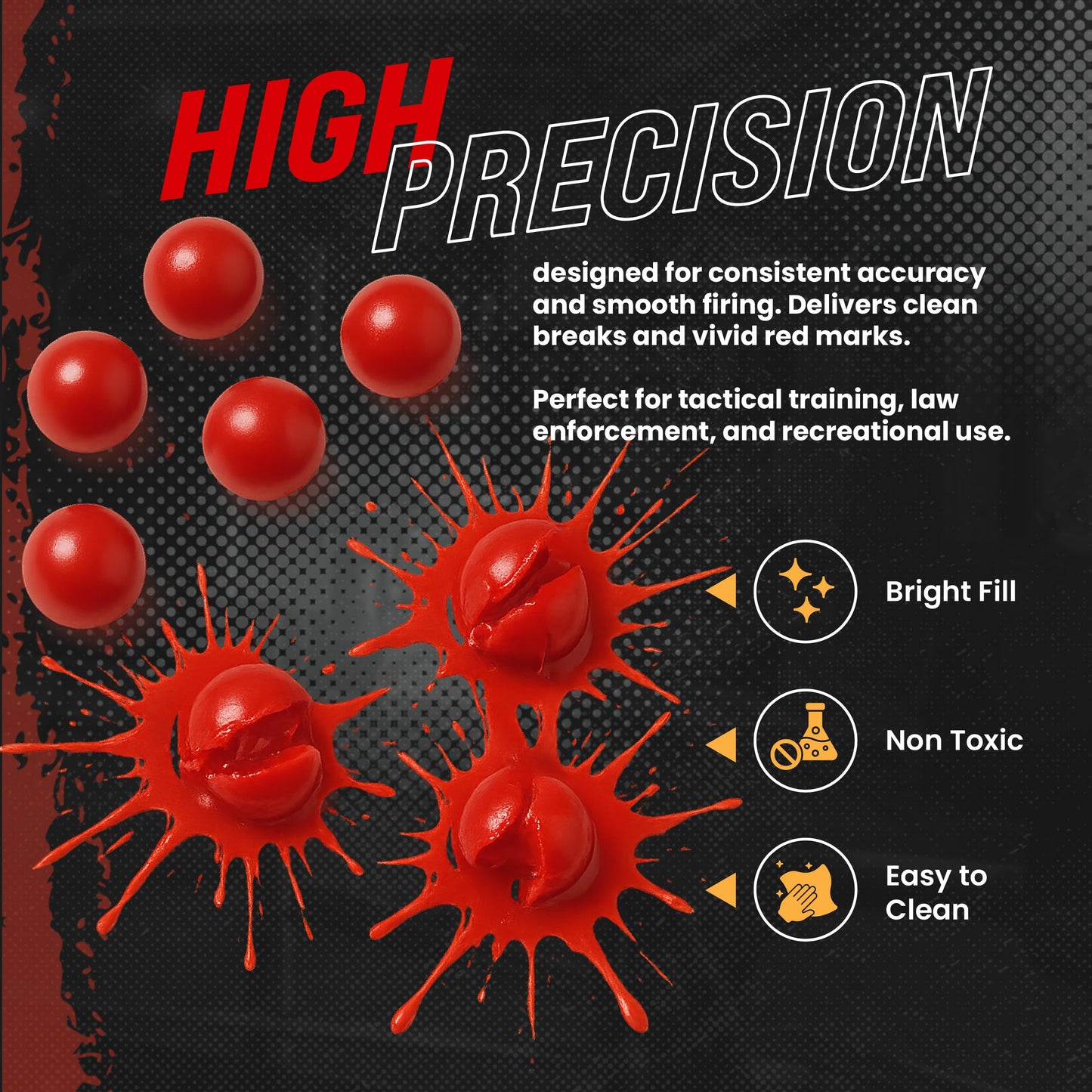 3Skull .43 Caliber Paintballs for Umarex T4E Paintball Pistols Blood Red Fill - 250 Count .43 Cal Ammo