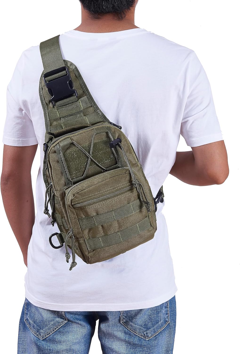 Military Tactical Sling Backpack for Outdoor Sports - FAMI Everyday Carry Bag (Black)