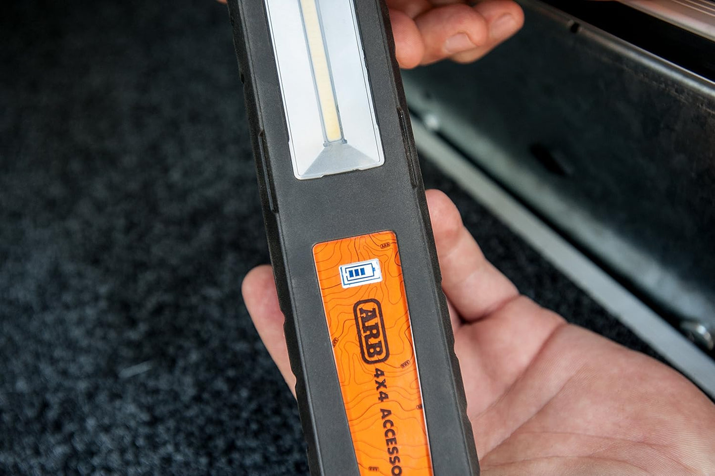 ARB ADVENTURE LIGHT 600 LUMEN RECHARGABLE FLASHLIGHT, HEAVY DUTY LED LANTERN WORK LAMP, WITH HOOKS AND STRONG MAGNETS (10500060A)