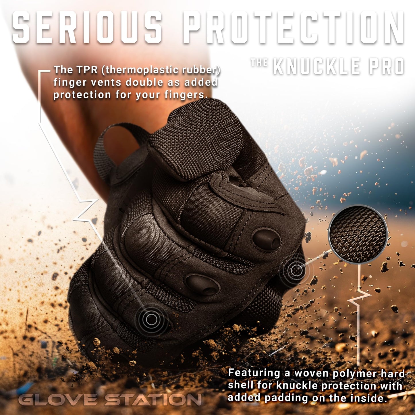Glove Station Gloves for Men – Touchscreen Utility Gear with Hard Knuckle Protection Used in Motorcycle, Airsoft, & Outdoor Work Black - Hard Knuckle Small