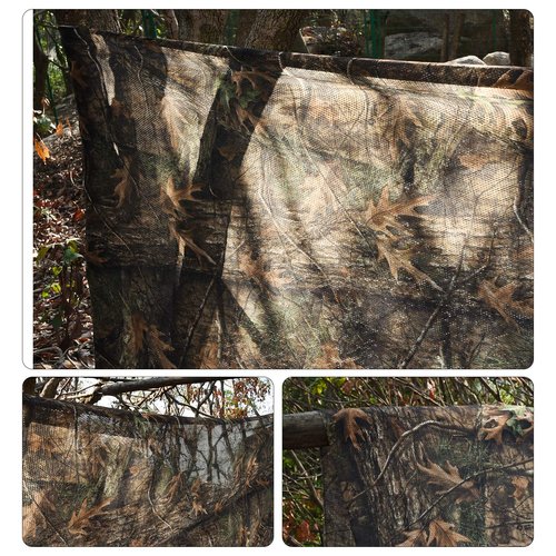 Waxaya Camo Burlap Cradle Mesh Camouflage Netting Cover for Hunting Blinds Sunshade Decoration (Maple Leaf Super 2, 118" x 19.6' = 3 m x 6m)