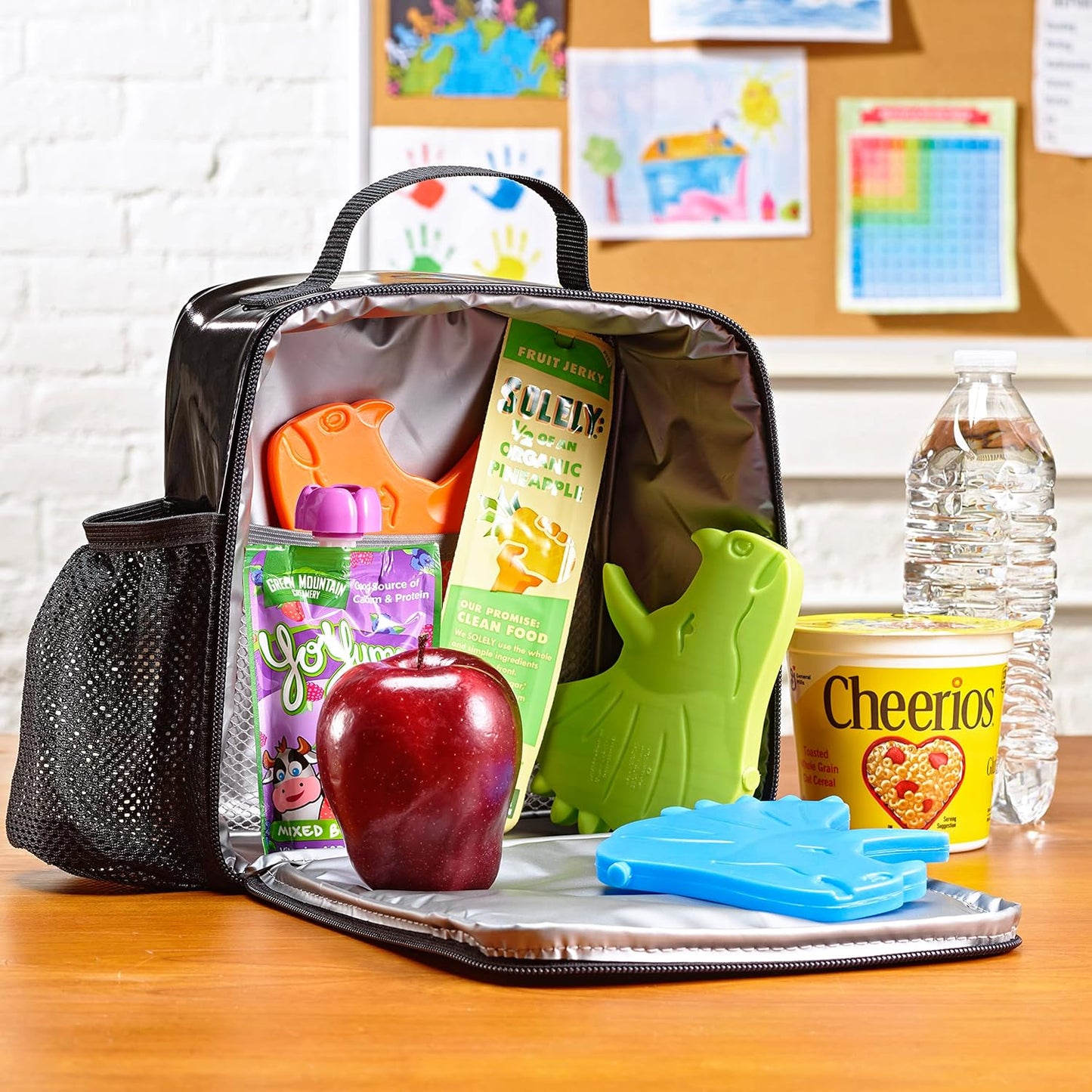 Fit & Fresh Cool Coolers Kids Lunch Box Ice Packs, Slim Ice Packs for Lunch Bags, Lunch Ice Packs Reusable-Multicolored, Set of 4 (Penguin)