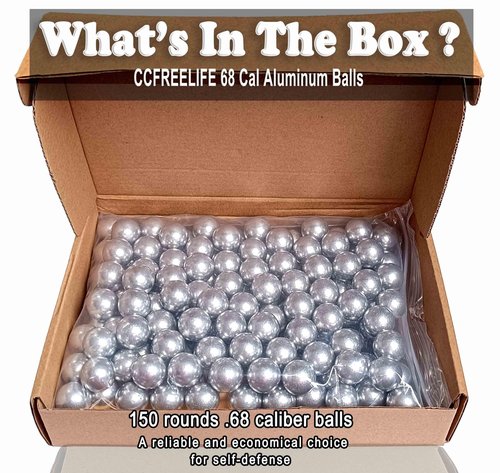 CCFREELIFE 150ct .68 Caliber Aluminum Balls, 68 Caliber Self Defense Balls for Byrna SD/LE/TCR/MAX, for Salt Supply S2/Pistelle X-68, 7.3g, Reusable, Ideal for Practice Training
