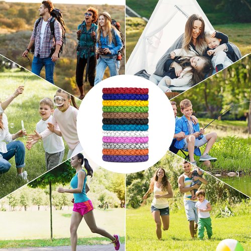 BuggyBands 12 Pack Mosquito Repellent Bracelets, DEET-Free, Individually Wrapped PU Leather Insect & Bug Repellent Wrist Bands