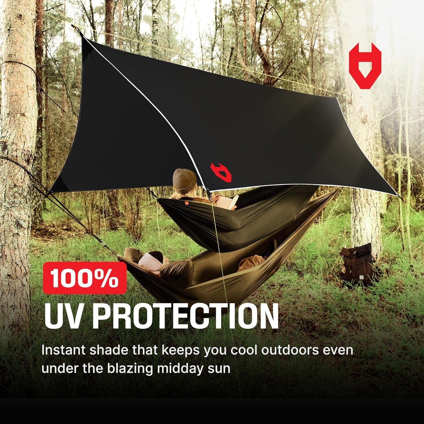 Rain Fly12x10 Lightweight Survival Camping Tarp; 100% Waterproof; Makes a Great Backpacking Tarp or Hammock Shelter; Comes in Multiple Colors, Survival Bracelet Included; Grey