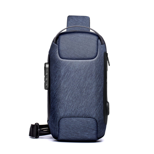 Lebitfun Dark blue Waterproofe Sling Daypack for Men,Usb Anti Theft Crossbody Zipper Bag,Casual Shoulder Backpack