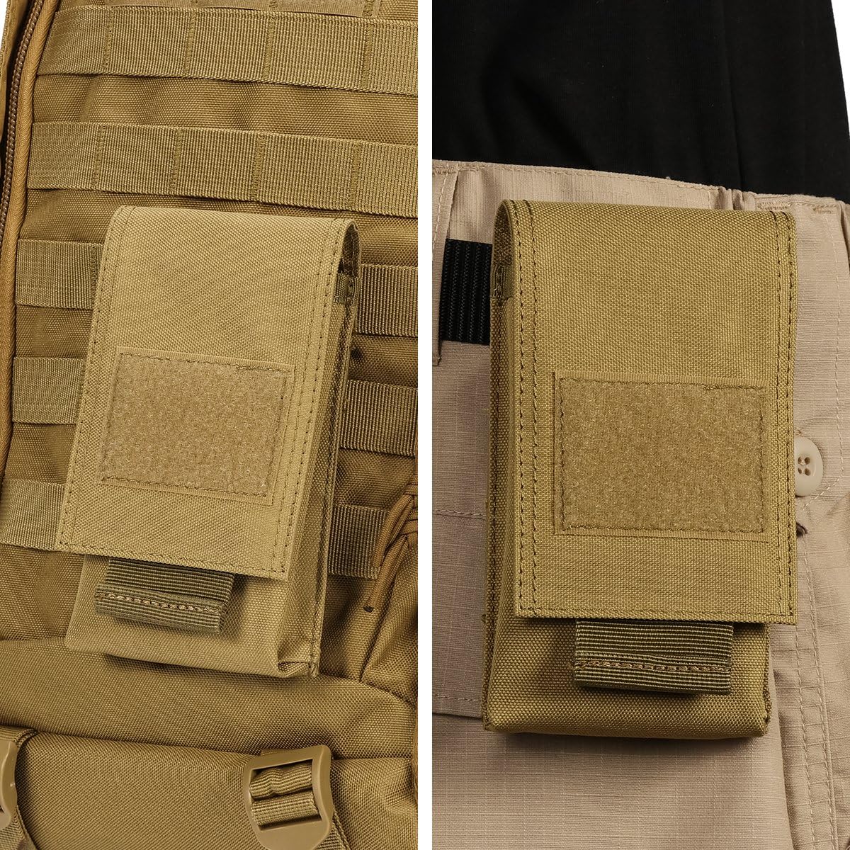 IronSeals Tactical Molle Phone Pouch Holster Waist Belt Pouch with Pull Tab for iPhone 16 Pro Max/16 Pro/16/15 Pro Max/14 Pro Max/ 13 Pro Max/ 12 Pro Max/ 11 Pro Max