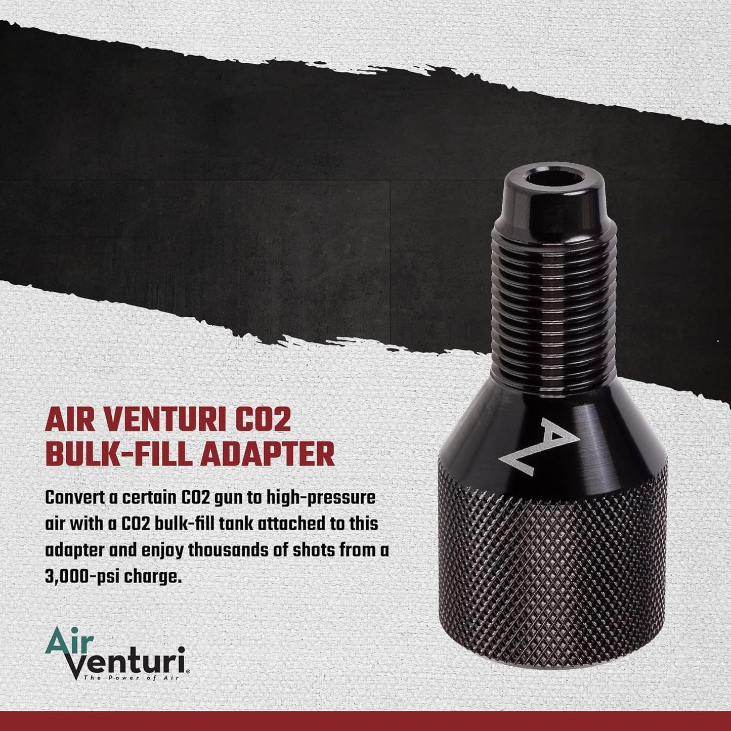 Air Venturi CO2 Bulk-Fill Adapter, CO2 Tank Adapter, BB Gun Air-Tank Adapter, Black