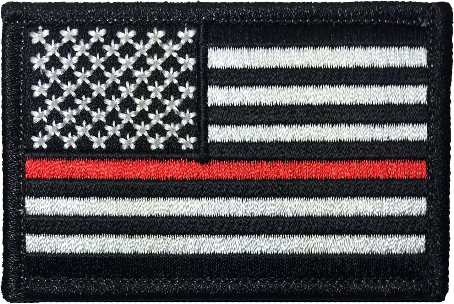 Tactical USA Flag Firefighter Fire & Rescue EMT EMS Thin Red Line Hook and Loop Touch Fastener Patch - Black & White 2"x3" - by Ranger Return (USAF-0RED-LINE)