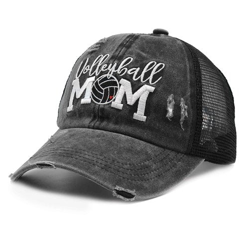 Waldeal Women's Volleyball Mom Baseball Cap Distressed Vintage Embroidered Adjustable Trucker Hat Green