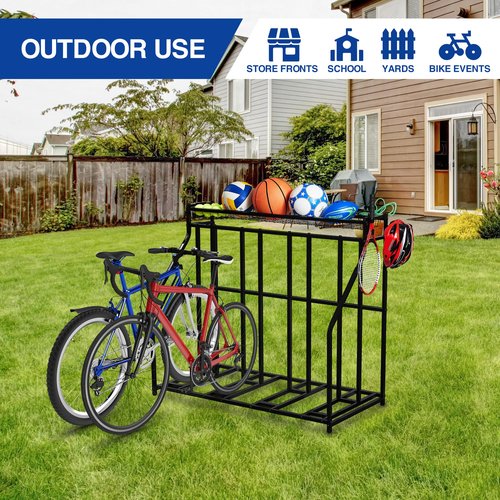 YES4ALL 4-Bike Stand, Bike Storage Rack, Bicycle Floor Rack for Garage Organizer, Indoor Sporting Gear Storage Station