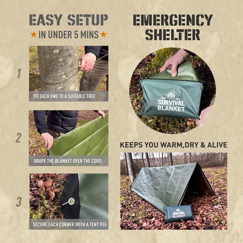 Monterra Insulated Tarp, Emergency Survival Blanket, 60” x 84”, Heavy Duty Waterproof Groundsheet, Camping, Thermal Space Blanket, Reflective Bivvy Shelter.
