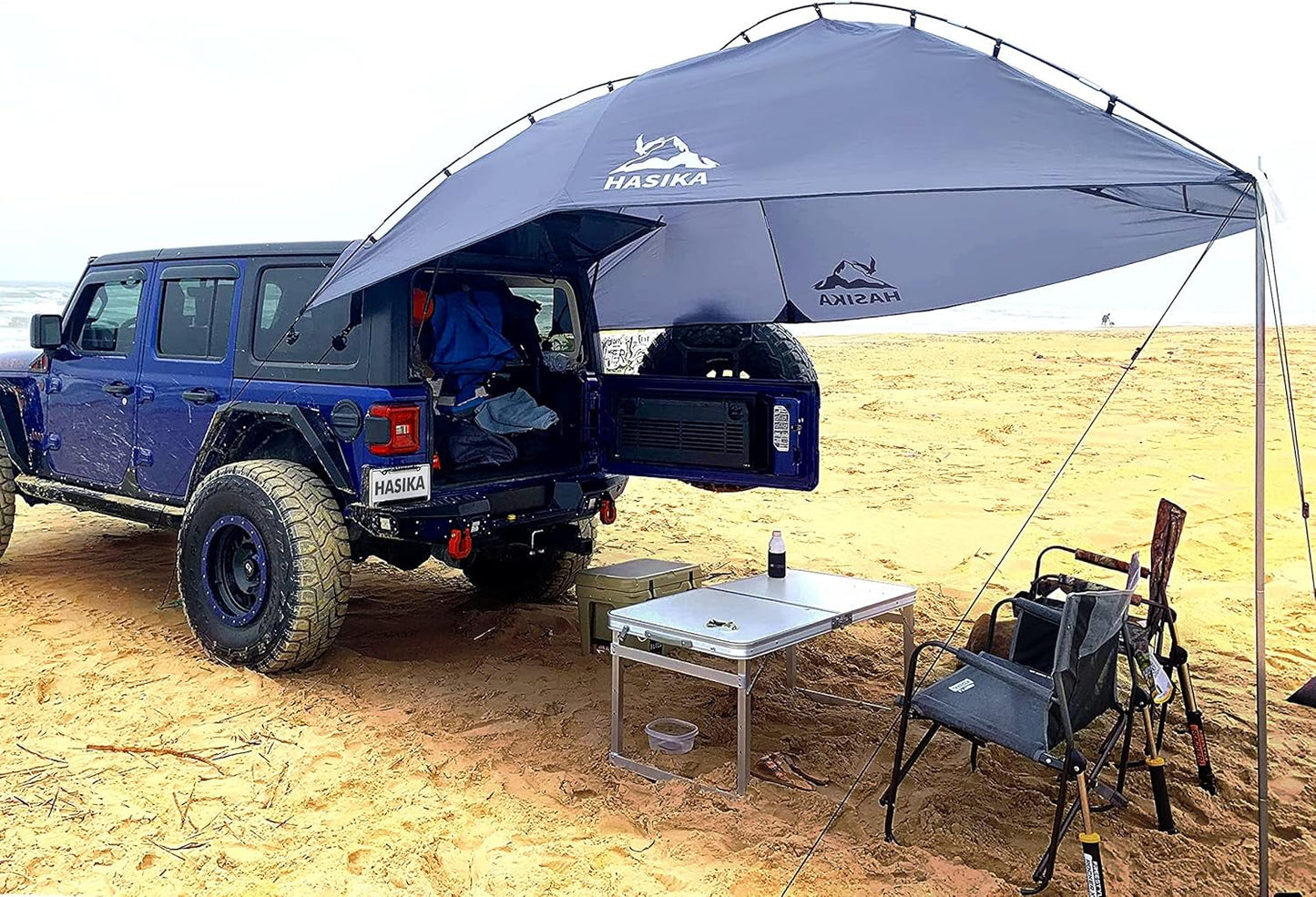 Portable Camping Tent for Truck Bed & SUV - Tear-Resistant Awning Canopy with Sandbags