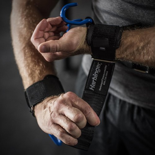 Harbinger Lifting Hooks for Weightlifting - Durable Black & Blue Grip