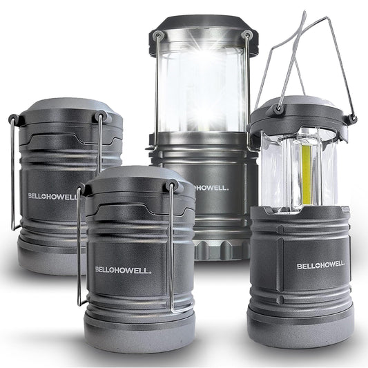 Bell+Howell 4 Pk Multipurpose Camping Lanterns for Power Outage, Emergency Home Failure, Collapsible, Battery Powered, Extremely Bright LED Lights, Lightweight & Easy to Carry, Waterproof IP65