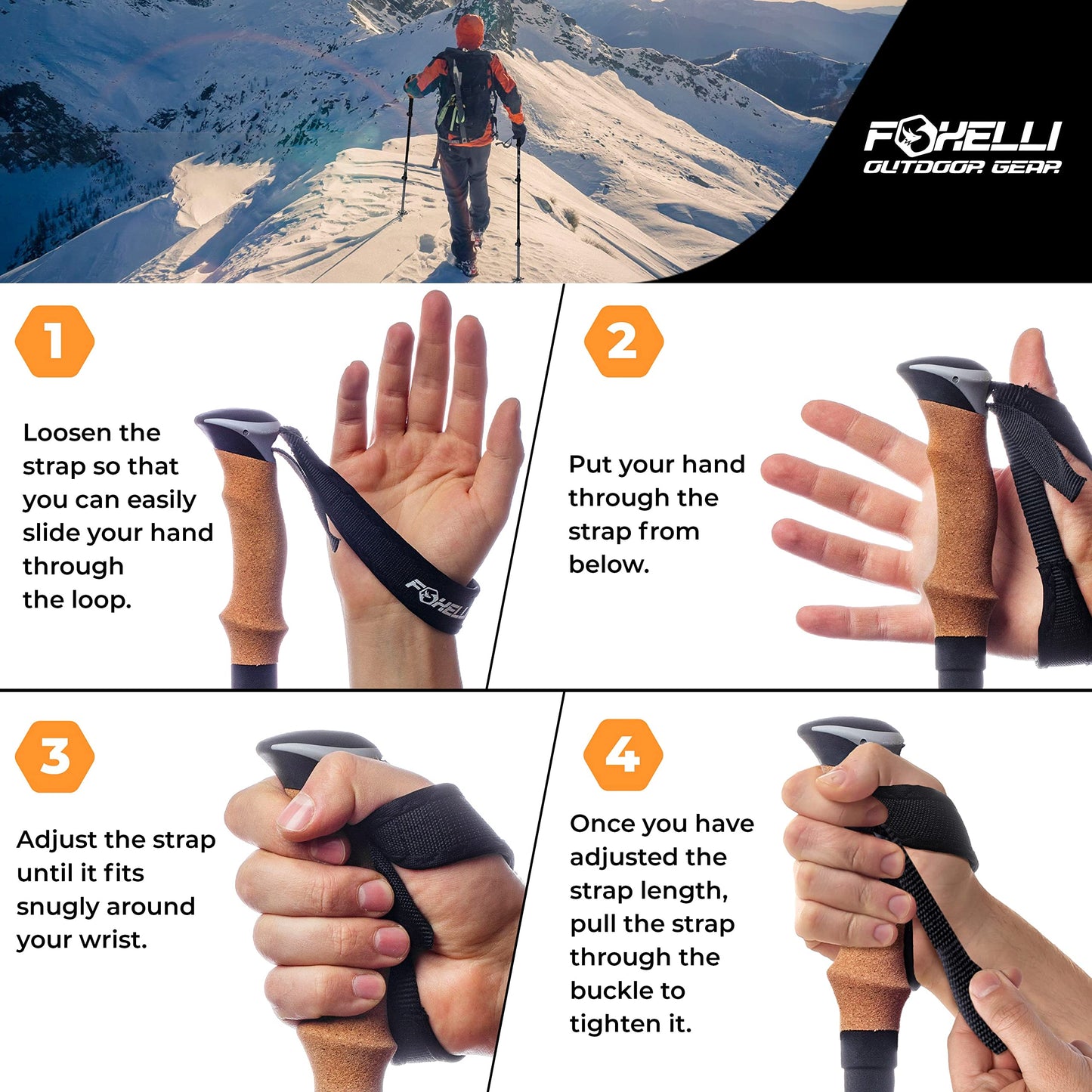 Foxelli Hiking Poles Bundle (2 Pairs) – Black & Blue Collapsible Lightweight Carbon Fiber Trekking Poles with Accessories