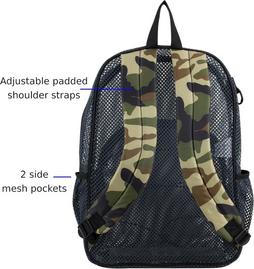 Eastsport Mesh Beach Backpack Lightweight See Through for Travel, College, Swim, Gym Bag, Black