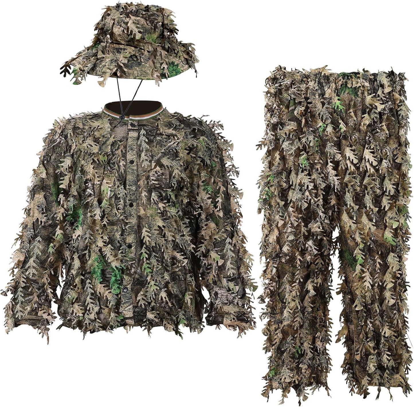 Zicac Outdoor Camo Ghillie Suit 3D Leafy Camouflage Clothing Jungle Woodland Hunting
