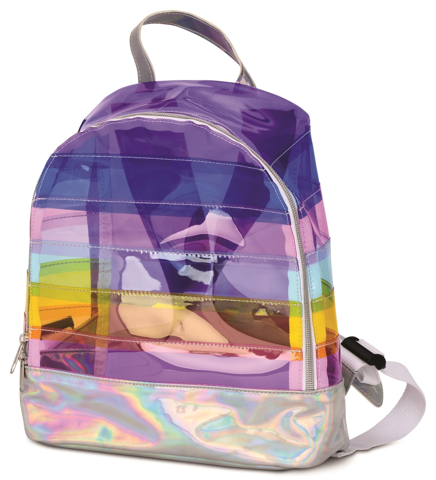 iscream Icy Rainbow Iridescent Clear Mini 10" x 10" Backpack for Fun and Travel
