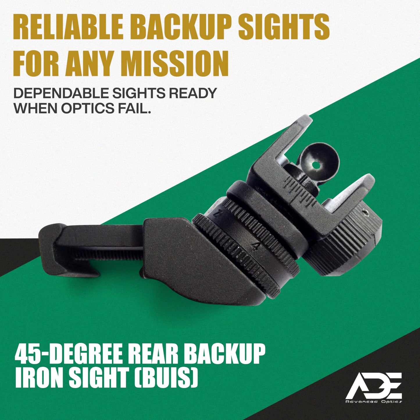 Ade Advanced Optics 45 Degree Rapid Transition BUIS Backup Iron Sights Front and Rear