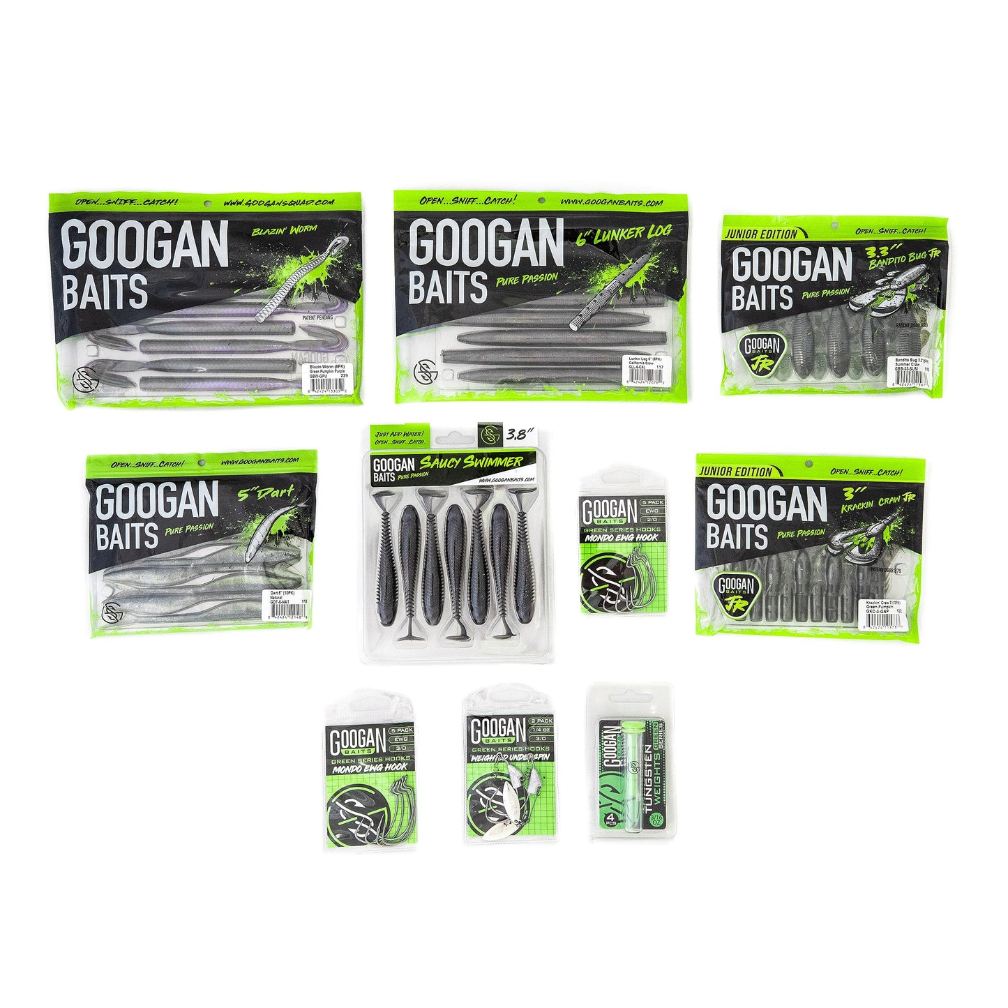 Googan Baits Weekend Fishing Bundle – Soft Plastic Lure & Tackle Box Kit with Swim Baits, Hooks & Accessories – Ideal for Bass Fishing with Enhanced Sensitivity