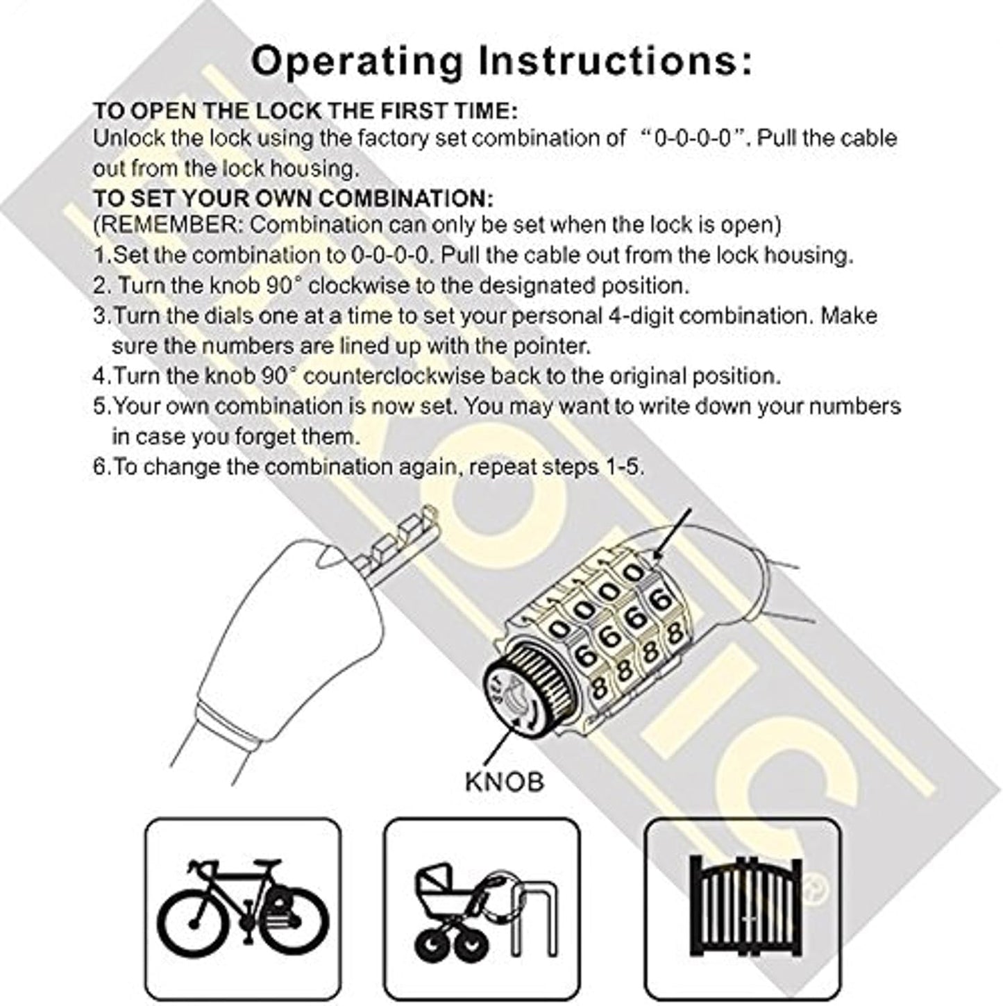 Secure Etronic 6ft Coiled Bike Lock - Resettable Combo Lock with Mounting Bracket