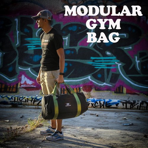 Black Modular Gym Bag with Orange Straps | Versatile Fitness Tote for Active Lifestyle