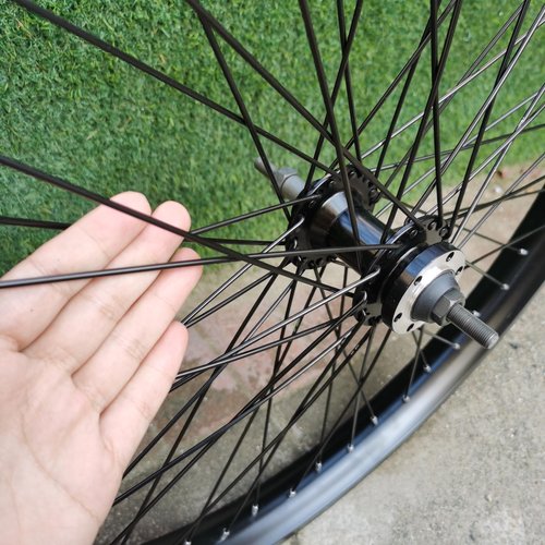 DONSP1986 26 inch x 1.85" Heavy Duty Bike Rim Wheel Set, 12 Gauge 48 Spokes Wheelset, Double Wall Aluminum Alloy 26" Bicycle Wheels Rims (Front & Rear) (Black) Disc Brake