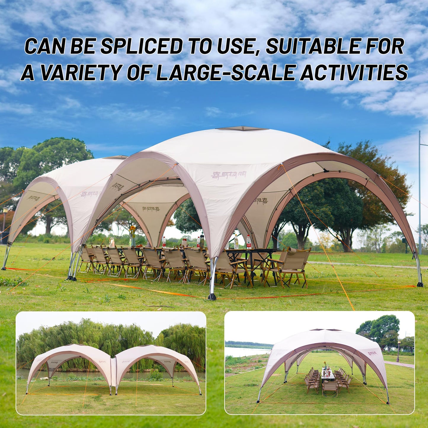 Family Tents with Spacious Interior 8-10 Person Camping Tent Waterproof Windproof Camping Tent Portable for Outdoor Camping Beach (Tent, Coffee)