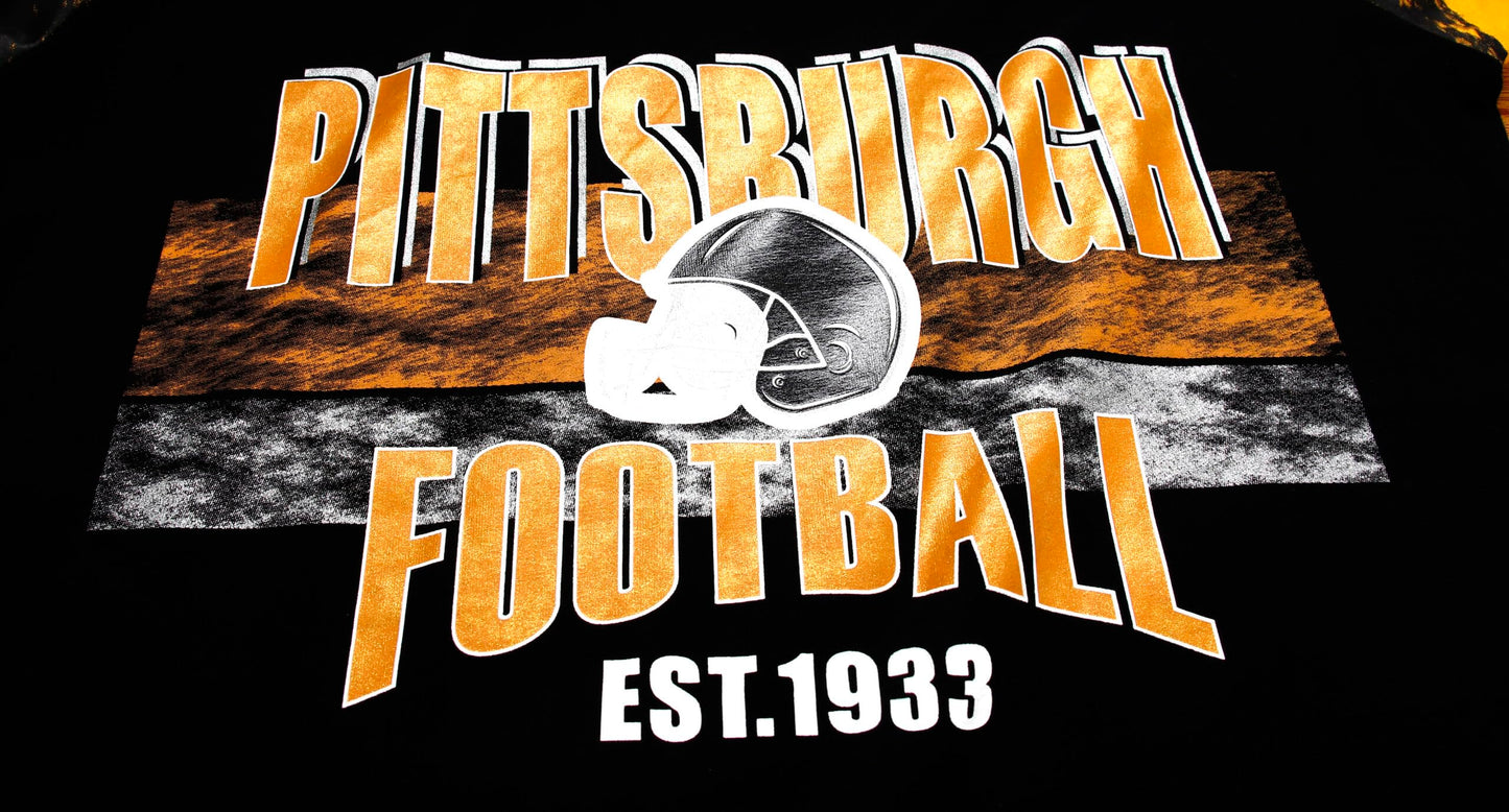 Geneisteck Womens Football Fans V Neck City Raglan T-Shirts - Black & Yellow X-Large