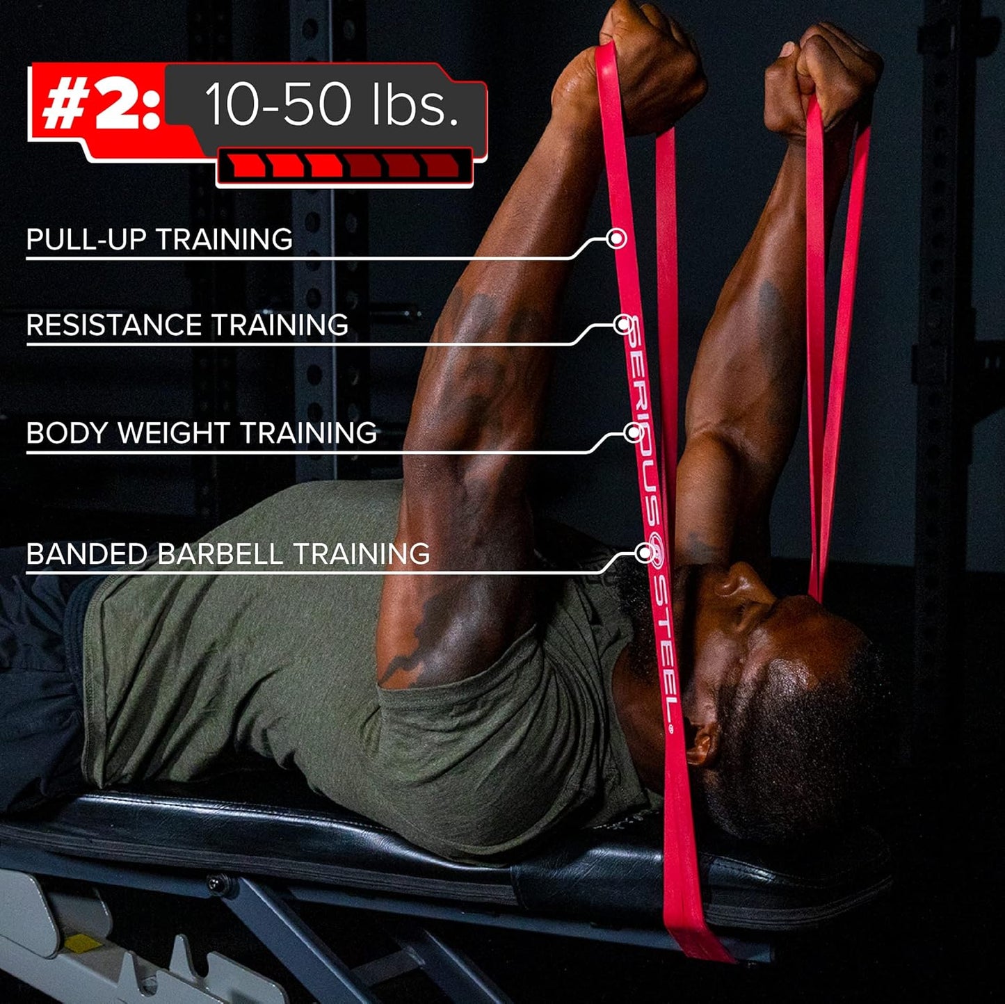 Serious Steel 41" Assisted Pull-up Band, Heavy Duty Resistance Band Sets, Stretching, Powerlifting, Resistance Training and Pull Up Assistance Bands